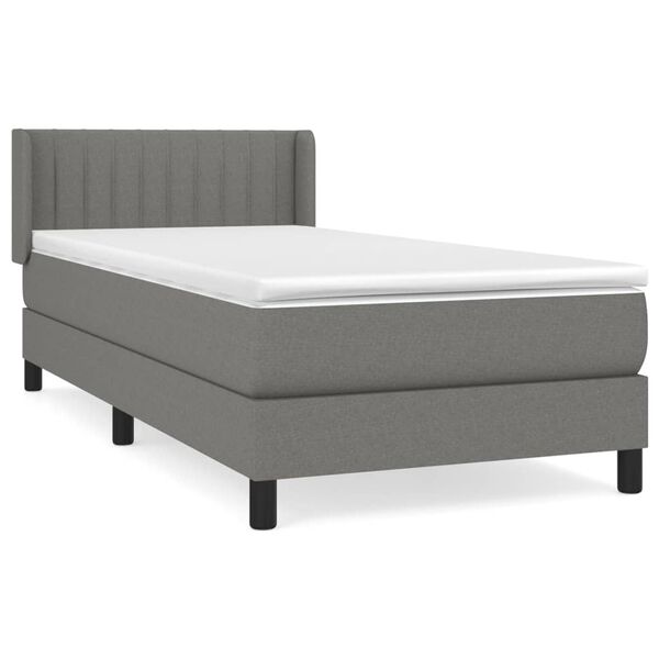 Cama box spring con colchón tela gris oscuro 80×200 cm Gris oscuro 80 x 200 cm Rayas verticales