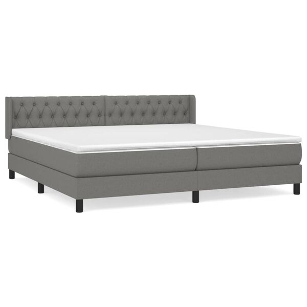 Cama box spring con colchón tela gris oscuro 200×200 cm Gris oscuro 200 x 200 cm Diseño de botones