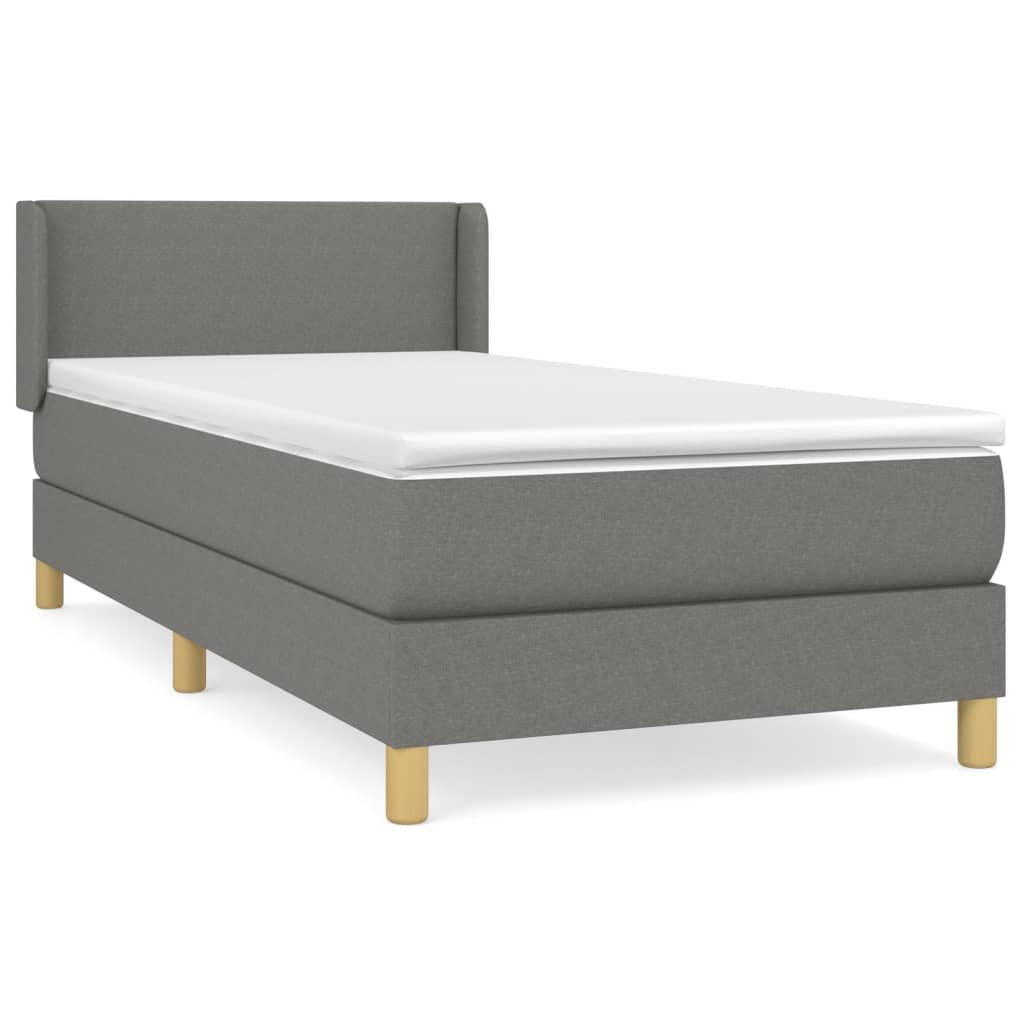 Cama box spring con colchón tela gris oscuro 80×200 cm 3130066
