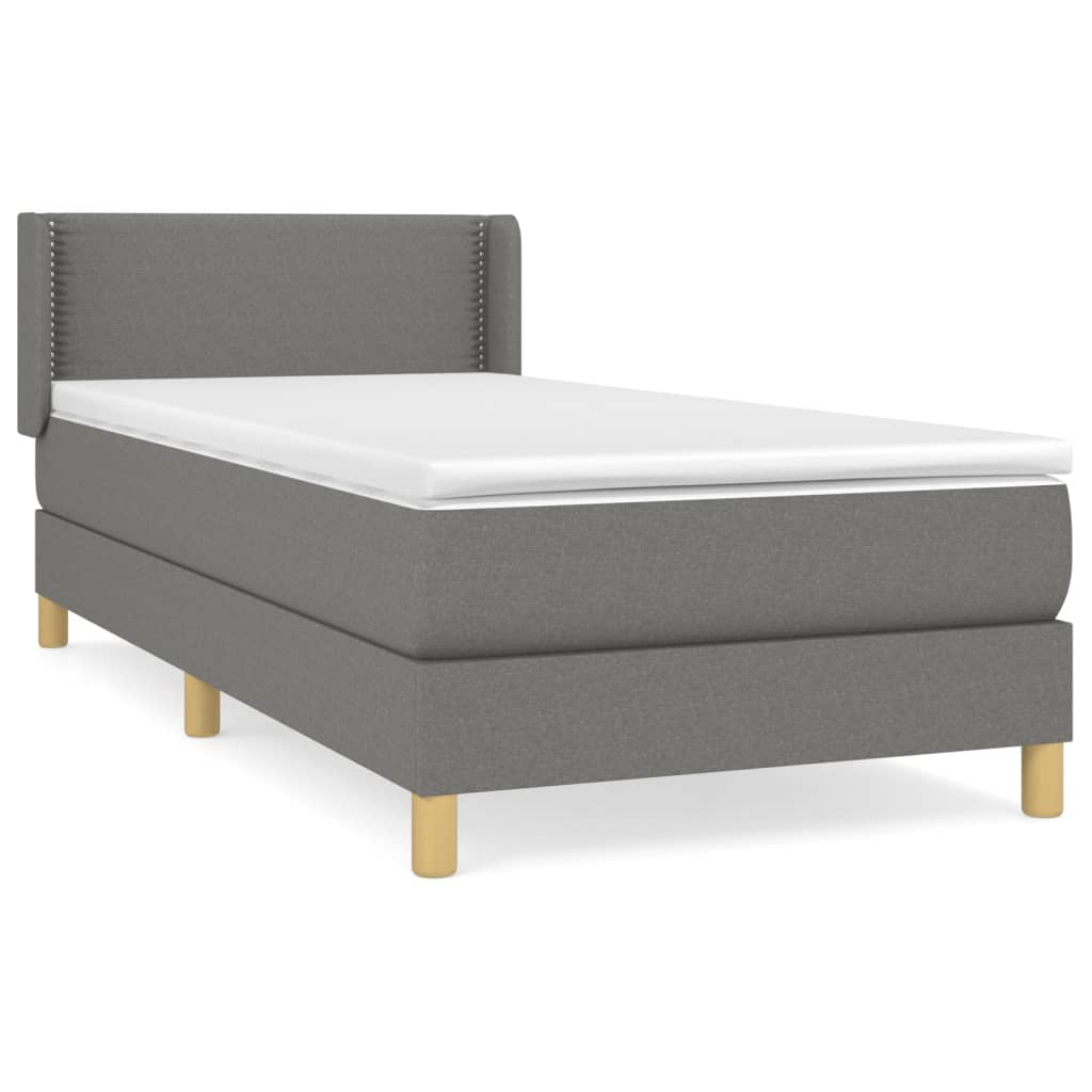 Cama box spring con colchón tela gris oscuro 80×200 cm 3130146