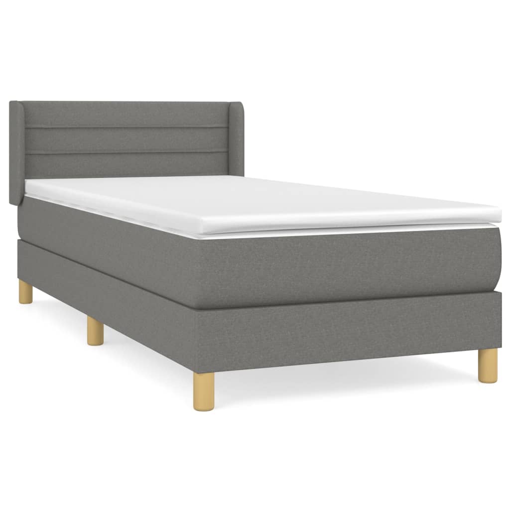 Cama box spring con colchón tela gris oscuro 80×200 cm 3130306
