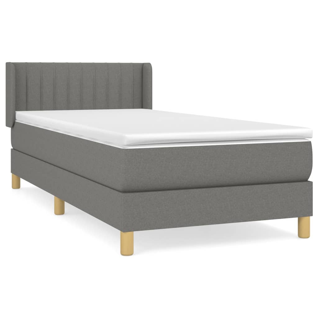 Cama box spring con colchón tela gris oscuro 80×200 cm 3130386