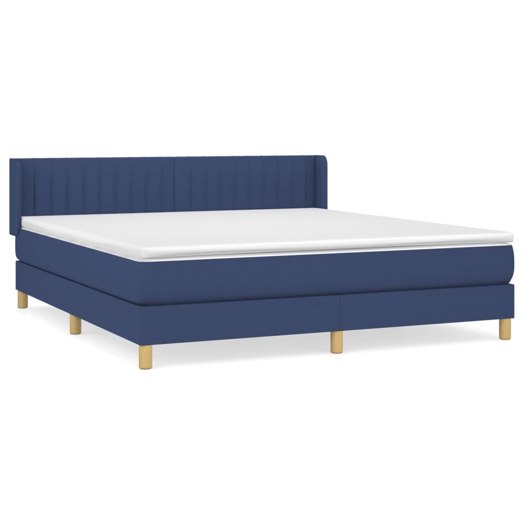 Cama box spring con colchón tela azul 160×200 cm 3130447