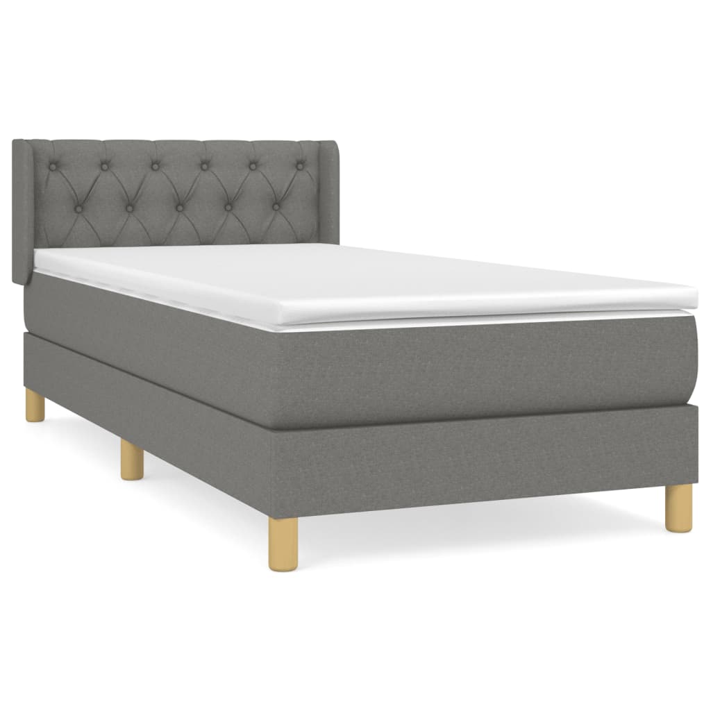 Cama box spring con colchón tela gris oscuro 80×200 cm 3130466