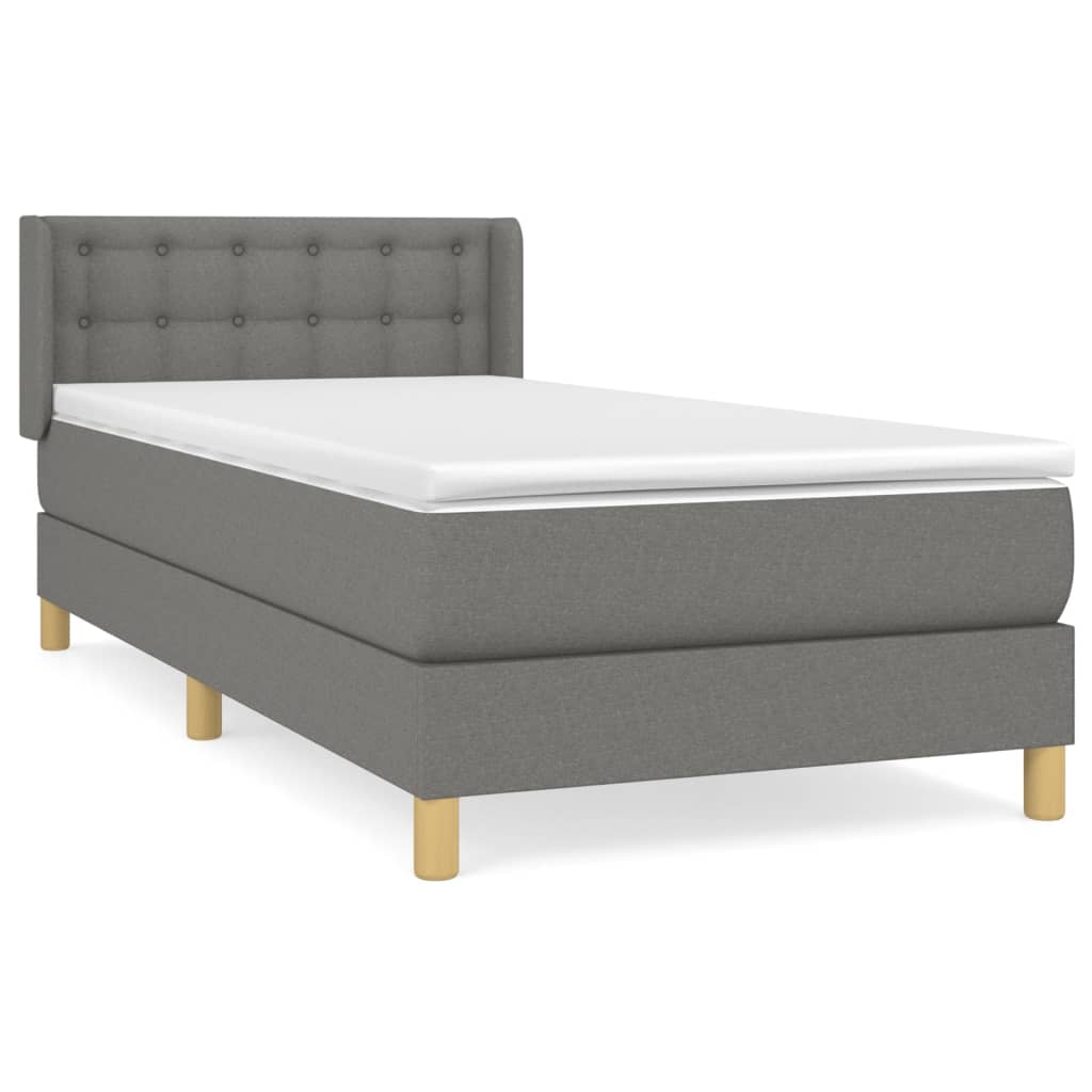 Cama box spring con colchón tela gris oscuro 80×200 cm 3130546
