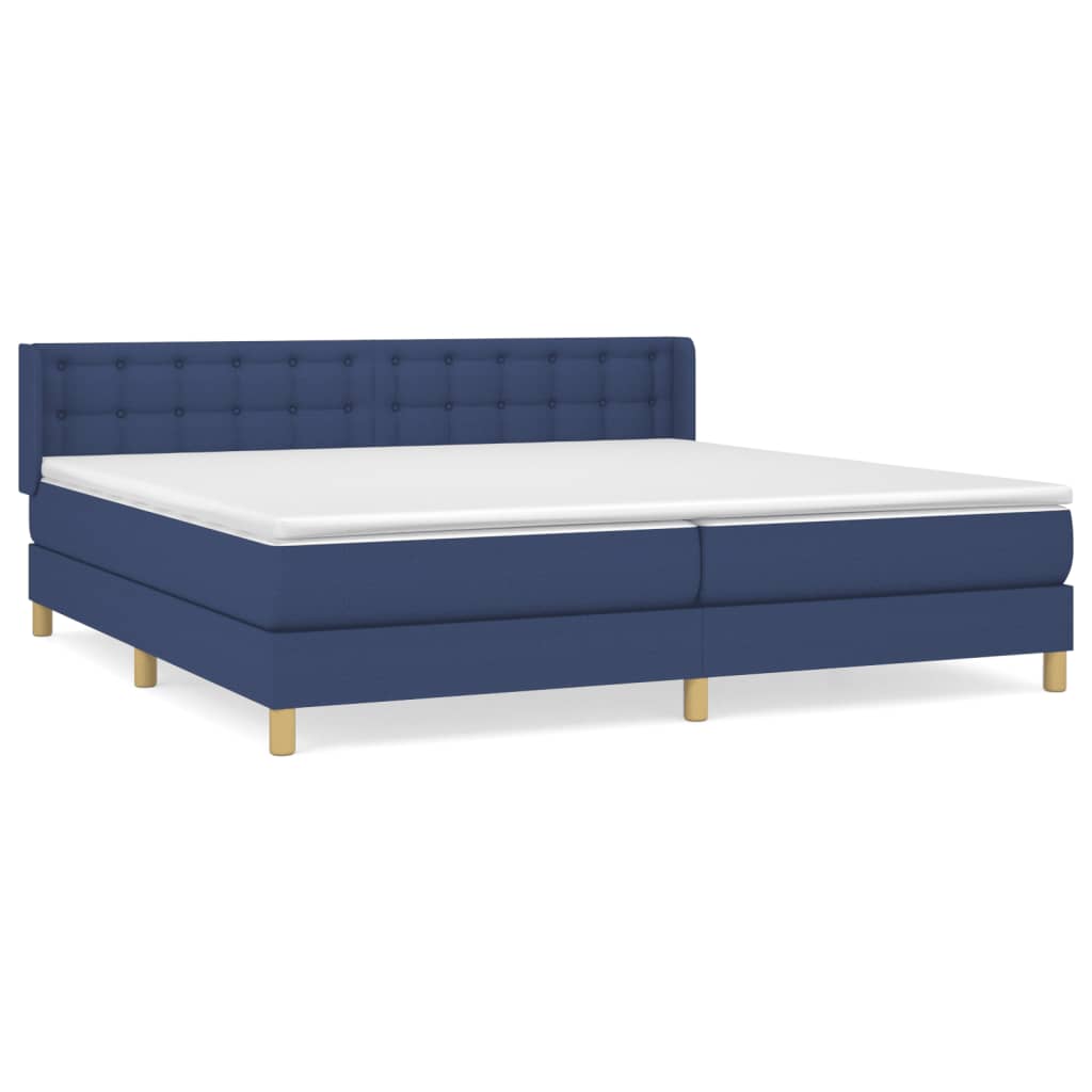 Cama box spring con colchón tela azul 160×200 cm 3130607