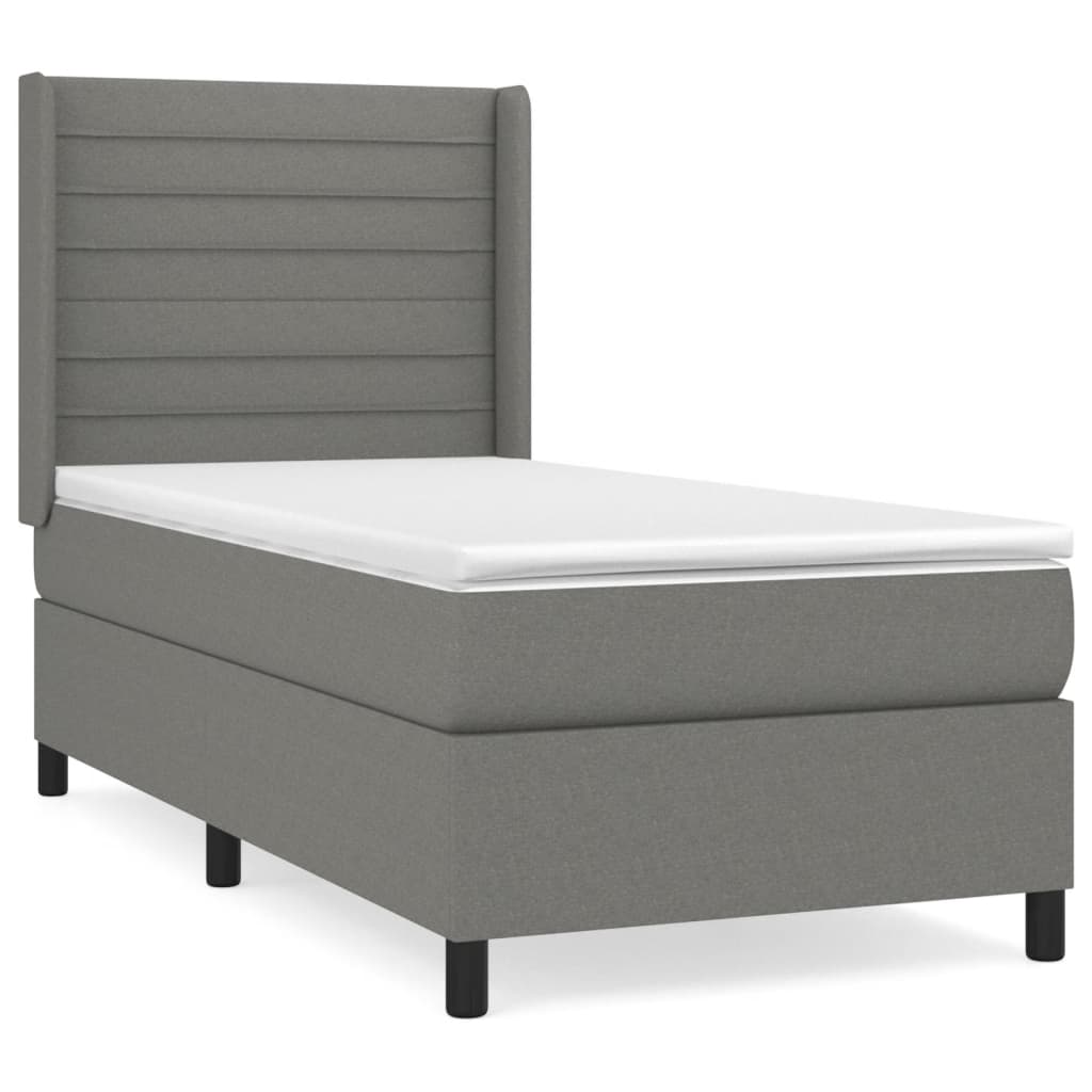 Cama box spring con colchón tela gris oscuro 80×200 cm 3131466