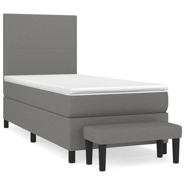 Cama box spring con colchón tela gris oscuro 80×200 cm Gris oscuro 80 x 200 cm Diseño plano