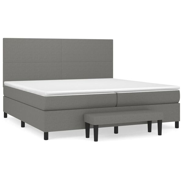 Cama box spring con colchón tela gris oscuro 200×200 cm Gris oscuro 200 x 200 cm Diseño plano