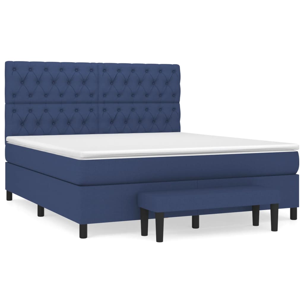 Cama box spring con colchón tela azul 160×200 cm 3136851