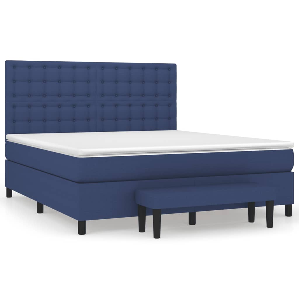 Cama box spring con colchón tela azul 160×200 cm 3136931