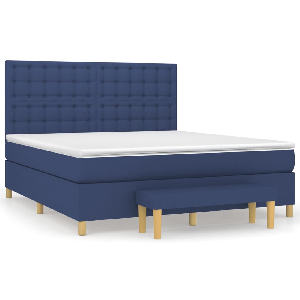 Cama box spring con colchón tela azul 160×200 cm 3137491