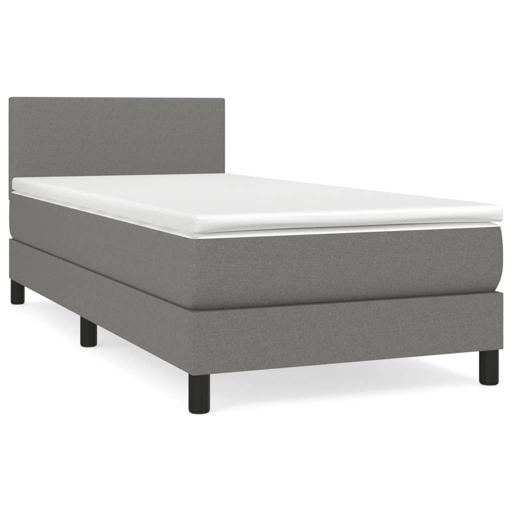 Cama box spring con colchón tela gris oscuro 80×200 cm 3139850