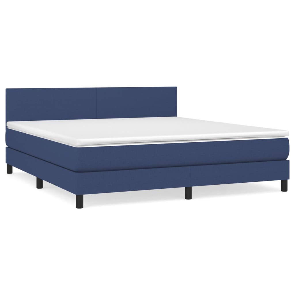 Cama box spring con colchón tela azul 160×200 cm 3139911