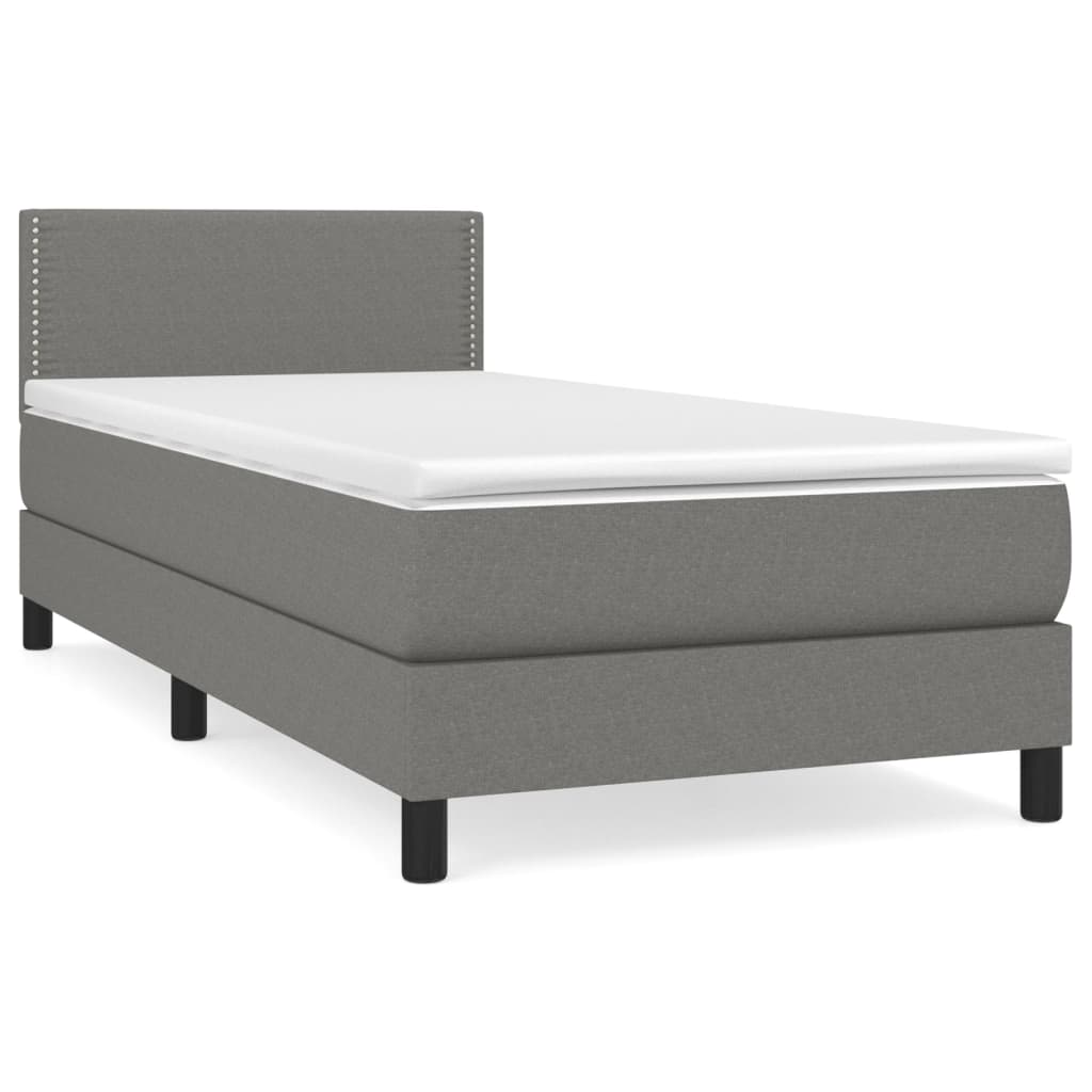 Cama box spring con colchón tela gris oscuro 80×200 cm 3139930