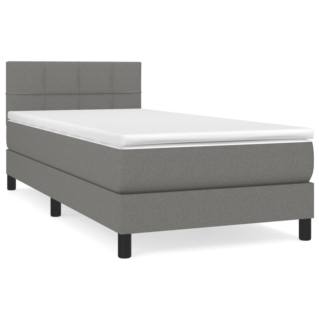 Cama box spring con colchón tela gris oscuro 80×200 cm 3140010