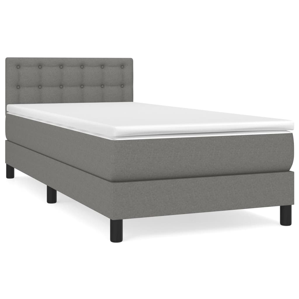 Cama box spring con colchón tela gris oscuro 80×200 cm 3140330