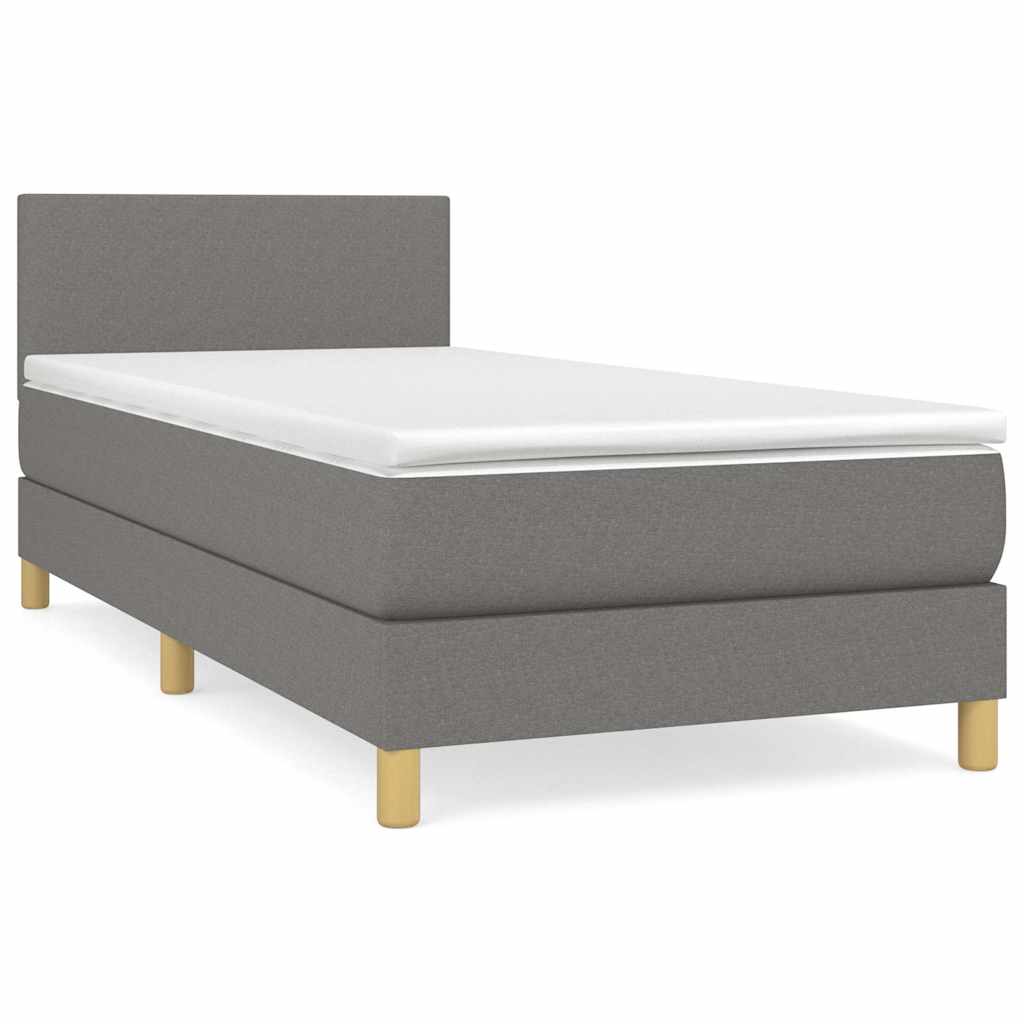 Cama box spring con colchón tela gris oscuro 80×200 cm 3140410
