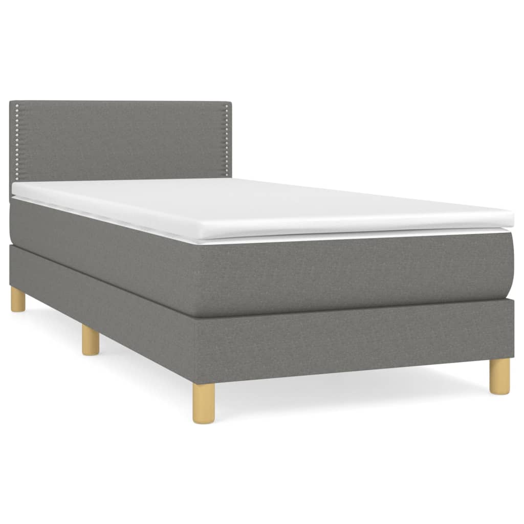 Cama box spring con colchón tela gris oscuro 80×200 cm 3140490