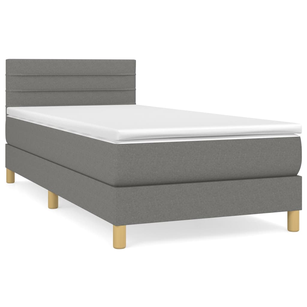 Cama box spring con colchón tela gris oscuro 80×200 cm 3140650
