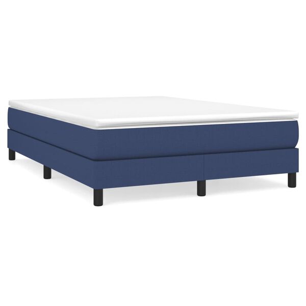 Cama box spring con colchón tela azul 140×200 cm Azul 25 cm 140 x 200 cm