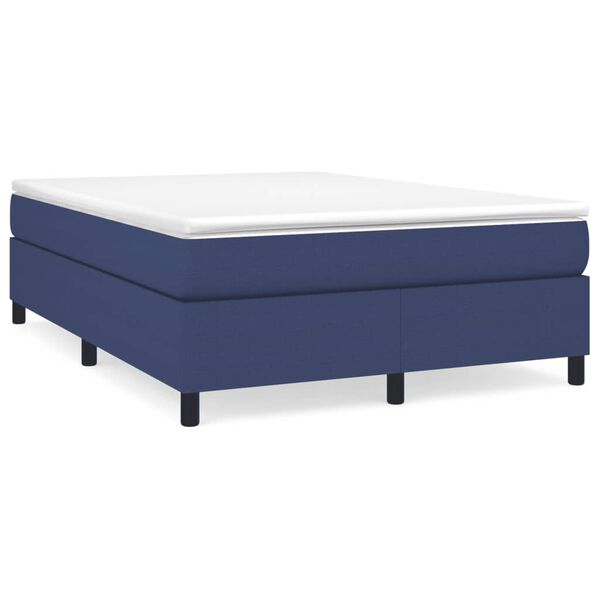 Cama box spring con colchón tela azul 140×200 cm Azul 35 cm 140 x 200 cm