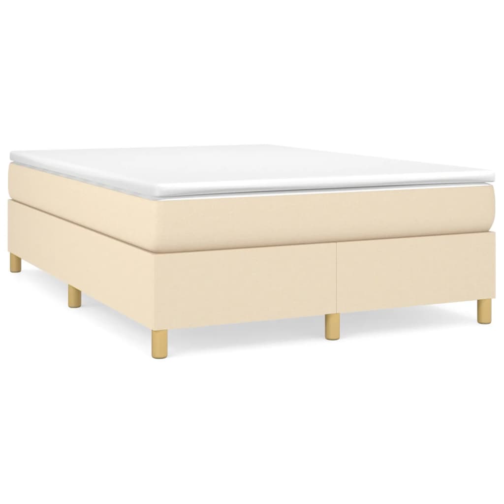 Cama box spring con colchón tela color crema 140×190 cm 3144519