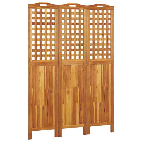 Biombo de 3 paneles de madera maciza de acacia 1215x2x180 cm 121.5 x 2 x 180 cm