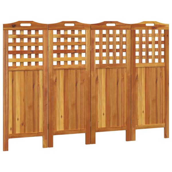 Biombo de 4 paneles de madera maciza de acacia 162x2x115 cm 162 x 2 x 115 cm