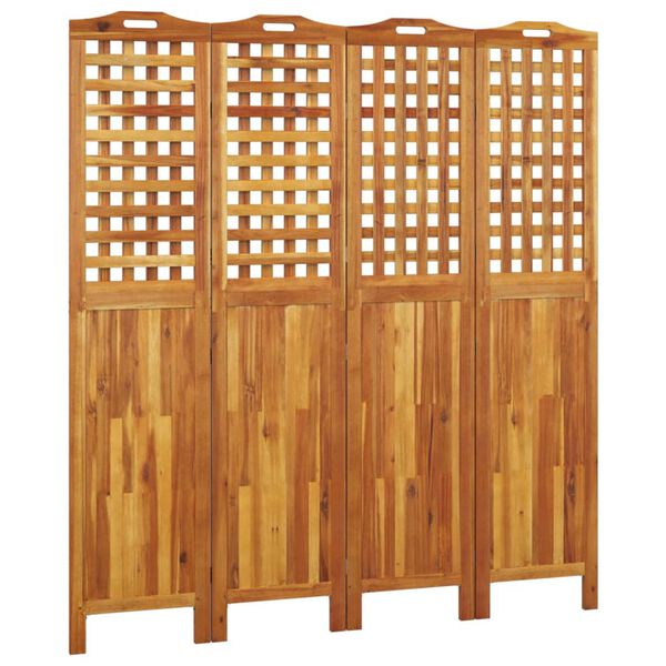 Biombo de 4 paneles de madera maciza de acacia 162x2x180 cm 162 x 2 x 180 cm