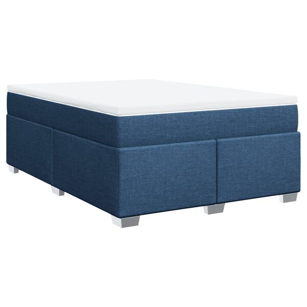 Cama box spring con colchón tela azul 140×200 cm Azul 140 x 200 cm