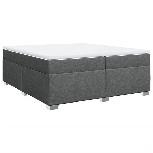 Cama box spring con colchón tela gris oscuro 200×200 cm Gris oscuro 200 x 200 cm