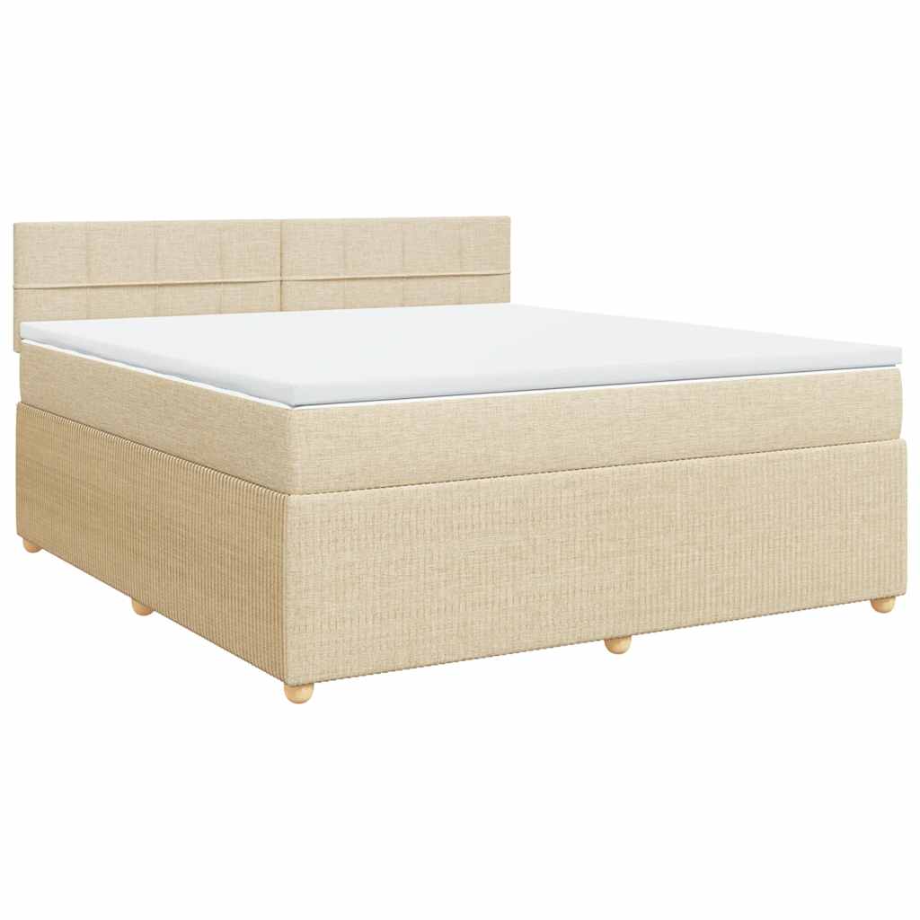 Cama box spring con colchón tela color crema 180×200 cm 3287540