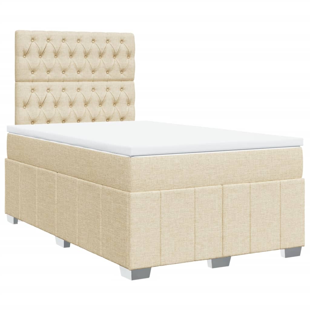 Cama box spring con colchón tela color crema 120×200 cm 3291647