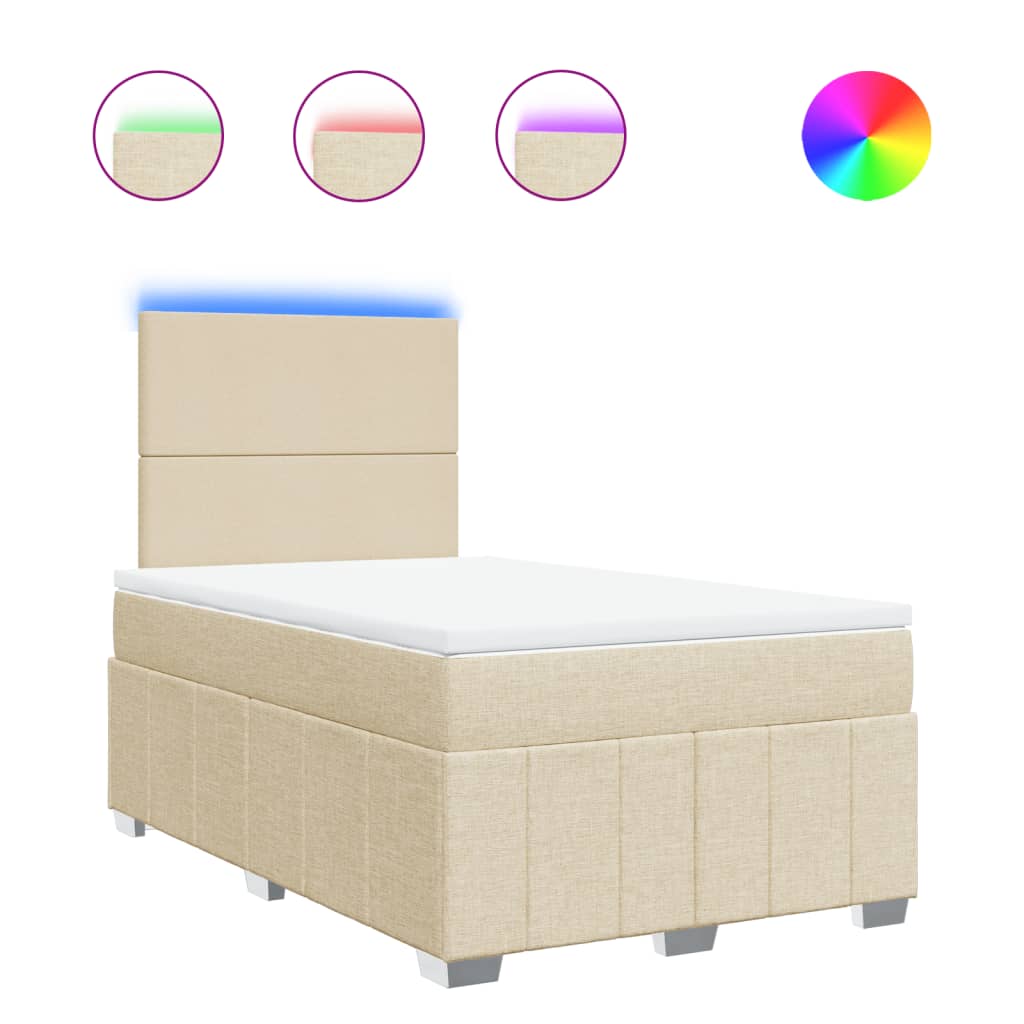 Cama box spring con colchón tela color crema 120×200 cm 3293933