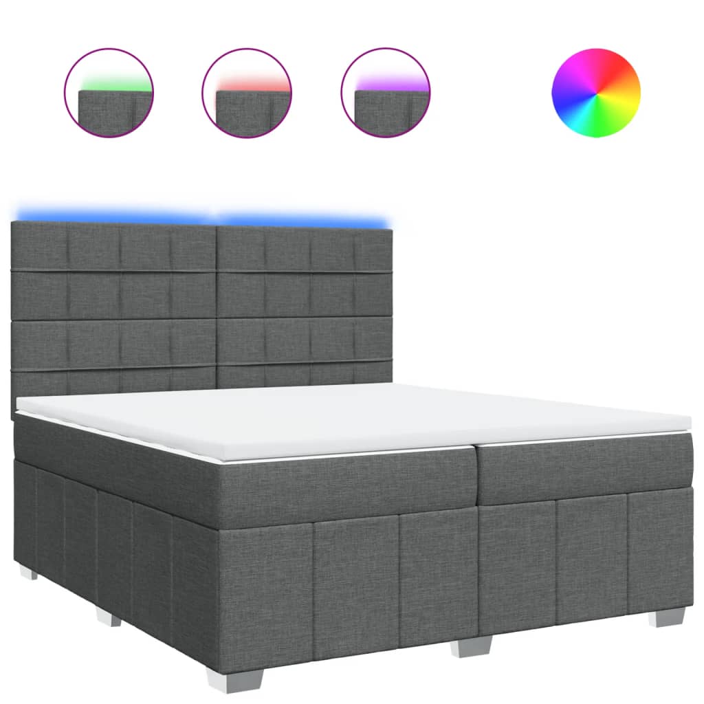 Cama box spring con colchón tela gris oscuro 200×200 cm 3294076
