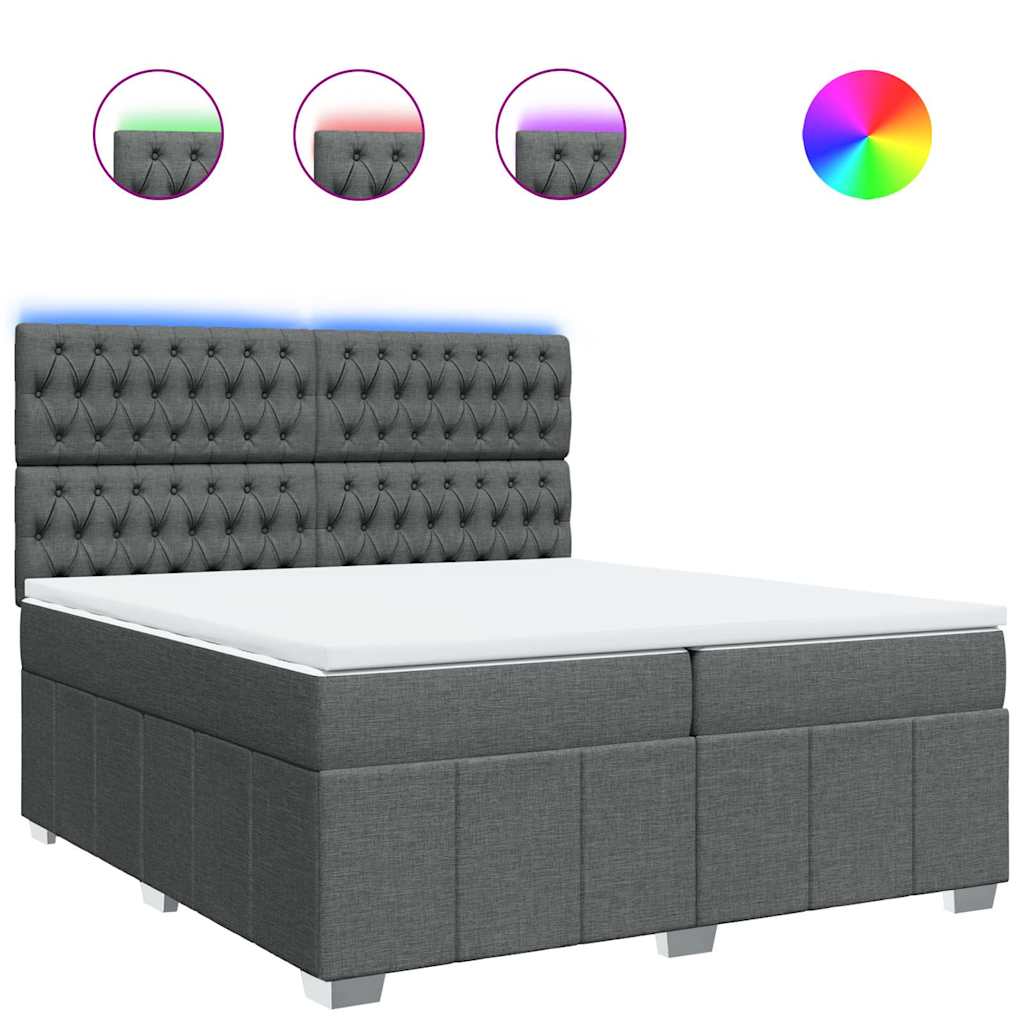Cama box spring con colchón tela gris oscuro 200×200 cm 3294083