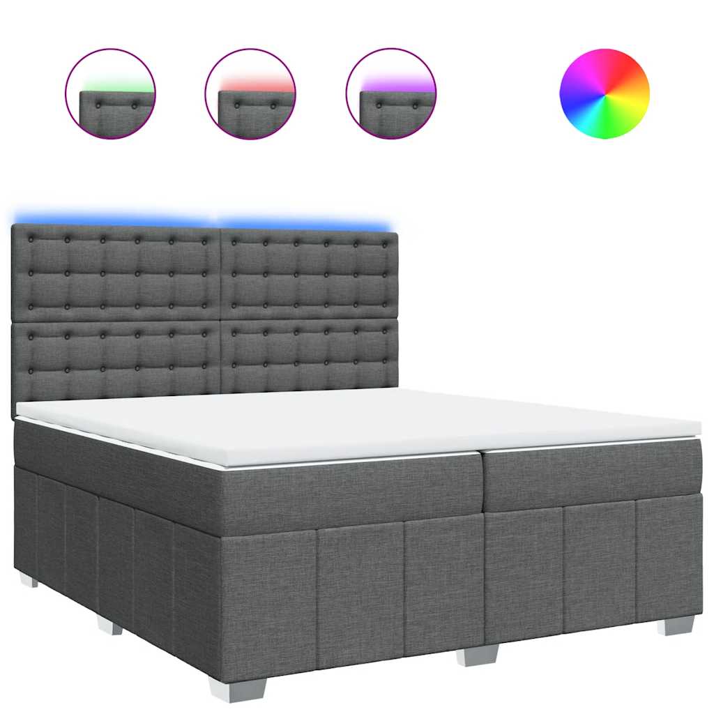 Cama box spring con colchón tela gris oscuro 200×200 cm 3294090