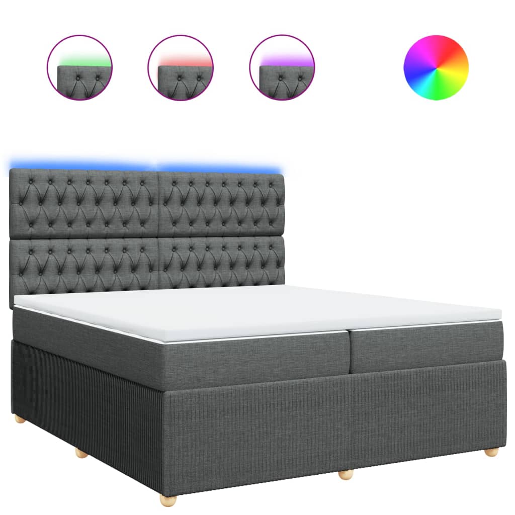 Cama box spring con colchón tela gris oscuro 200×200 cm 3294471