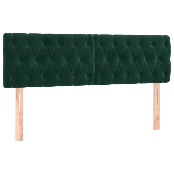 Cabeceros terciopelo verde oscuro 160x7x78/88 cm Verde oscuro 160 cm