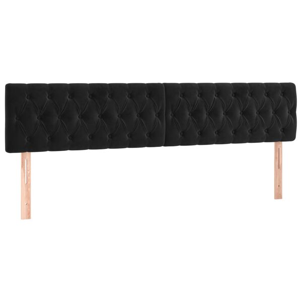 Cabeceros terciopelo negro 200x7x78/88 cm Negro 200 cm