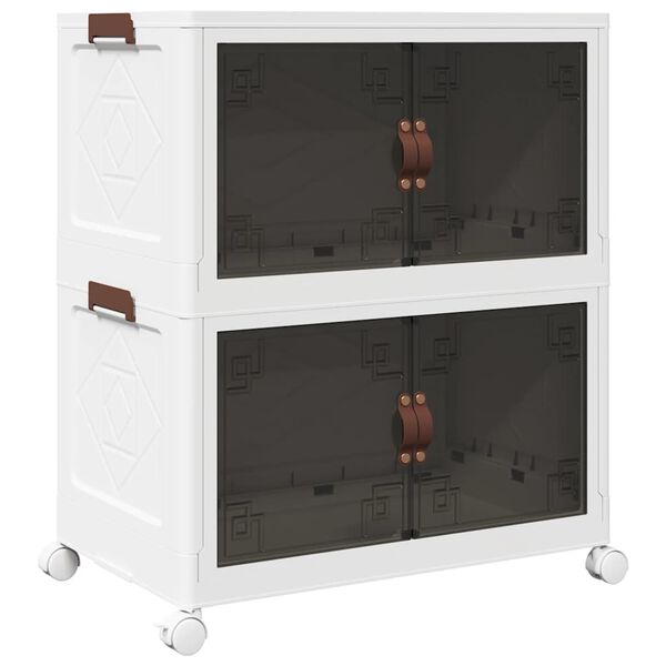 Caja de almacenaje apilable con ruedas 2niveles 75 L 64x40x76cm 64 x 40 x 76 cm