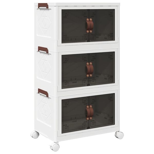 Caja de almacenaje apilable con ruedas 3 niveles 28 L 48.5 x 29.5 x 86 cm
