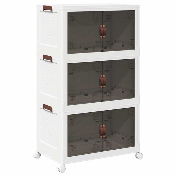 Caja de almacenaje apilable con ruedas 3 niveles 75 L 64 x 39.5 x 110.5 cm