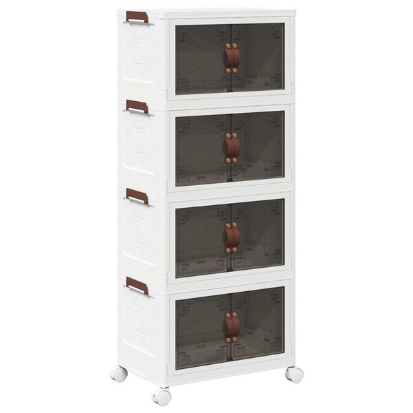 Caja de almacenamiento apilable con ruedas 4 niveles 28 L 48 x 29.5 x 112.5 cm