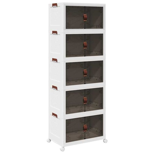 Caja de almacenaje apilable con ruedas 5niveles 75L 64x40x179cm 64 x 40 x 179 cm