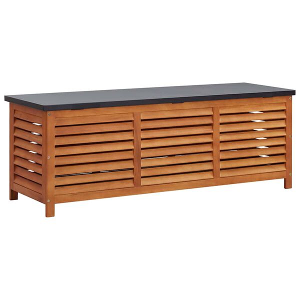 Caja de almacenaje jardín madera maciza eucalipto 150x50x55 cm 150 x 50 x 55 cm