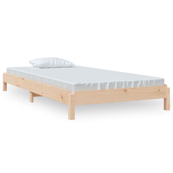 Cama apilable de madera pino maciza 80×200 cm Natural 90 x 190 cm