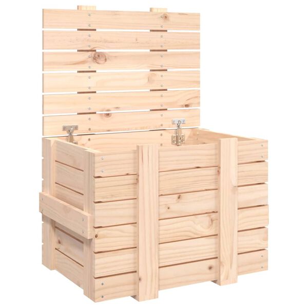 Caja de almacenaje madera maciza de pino 58x405x42 cm Natural 58 x 40.5 x 42 cm