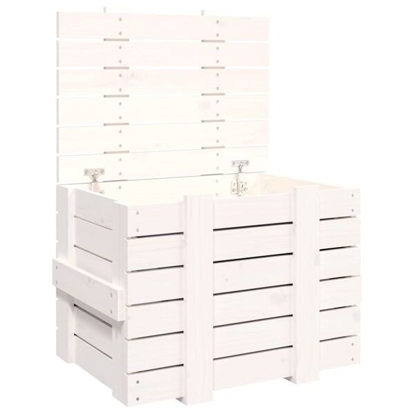 Caja de almacenaje madera maciza de pino blanca 58x405x42 cm Blanco 58 x 40.5 x 42 cm